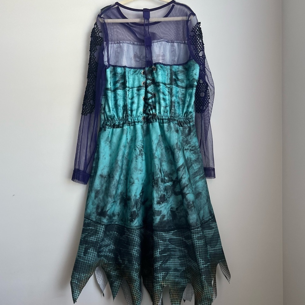 Blue and Purple Dress with Sheer Sleeves Disney Descendants Costume - Picture 3 of 4